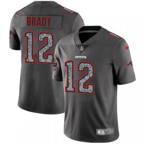 Men New England Patriots #12 Brady Nike Teams Gray Fashion Static Limited NFL Jerseys